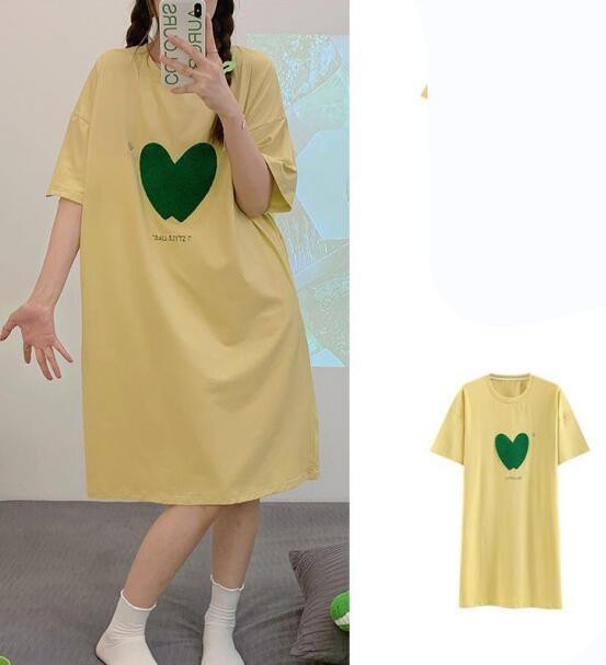 商品説明 カップ付き ルームウエア ロゴ ボーダー ワンピース ルームワンピース ロングTシャツ パジャマ 部屋着 外出 レディース 夏 かわいい
