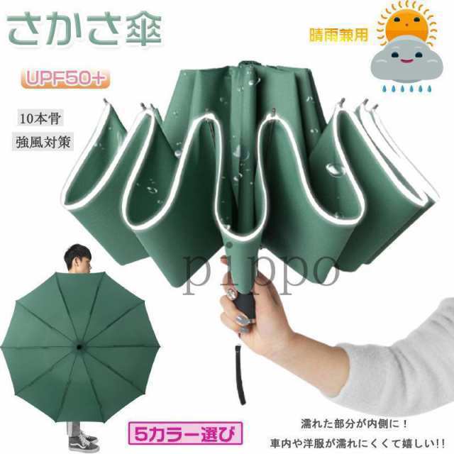 カラー：グリーン;グレー;ネイビー;ワインレッド;ブラック親骨：62cm(折りたたみの時、32cm) 10本骨生地：ポリエステル100% テフロン加工重さ：約0.38Kg直径：約105cm超軽量 軽い