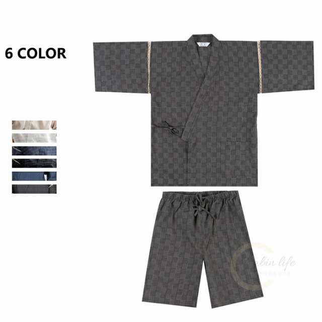 【上下2点セット】甚平 メンズ 夏 涼しい 清涼素材 和柄 プリント じんべい 上下セットアップ しじら織り メンズ 浴衣セット ルームウェ