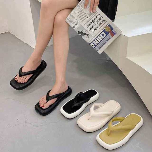 トングサンダル レディース サンダル 夏 シューズ フラット底 トング PU スリッパ フラットサンダル 女性 コンフォートサンダル トングスリッパ 美脚 靴 シンプルでユニック感も失わない、レディー