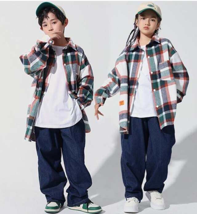 商品詳細：子供ダンス衣装 カジュアルブラウス チェック柄シャツ内容：長袖シャツ：2680円シャツ＋ズボン：3880円3点SET（白のタンクトップ）5180円サイズ110：身長100-110、正常体重1
